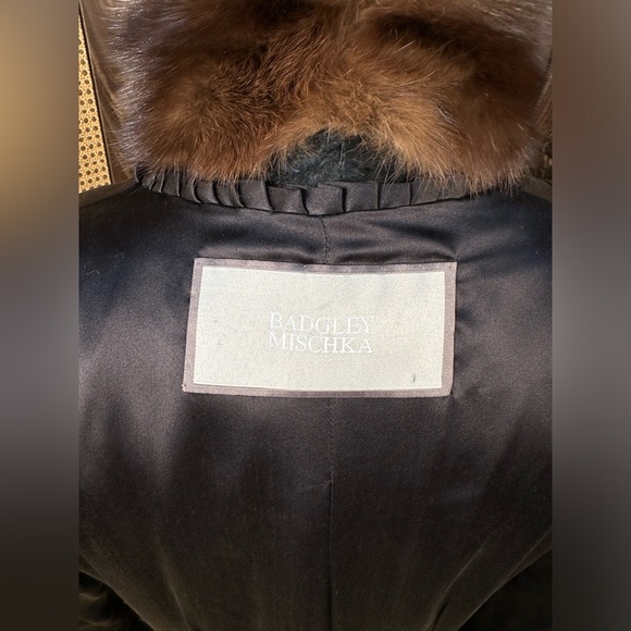 BADGLEY MISCHKA DESIGNER RUSSIAN BROADTAIL & SABLE FUR TRIM COAT JACKET MEDIUM - Picture 11 of 12